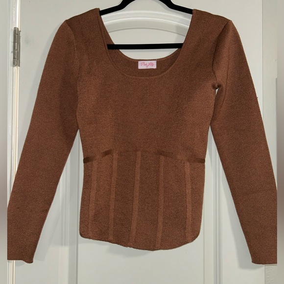 Tops - Pink Lily Brown Fitted Top